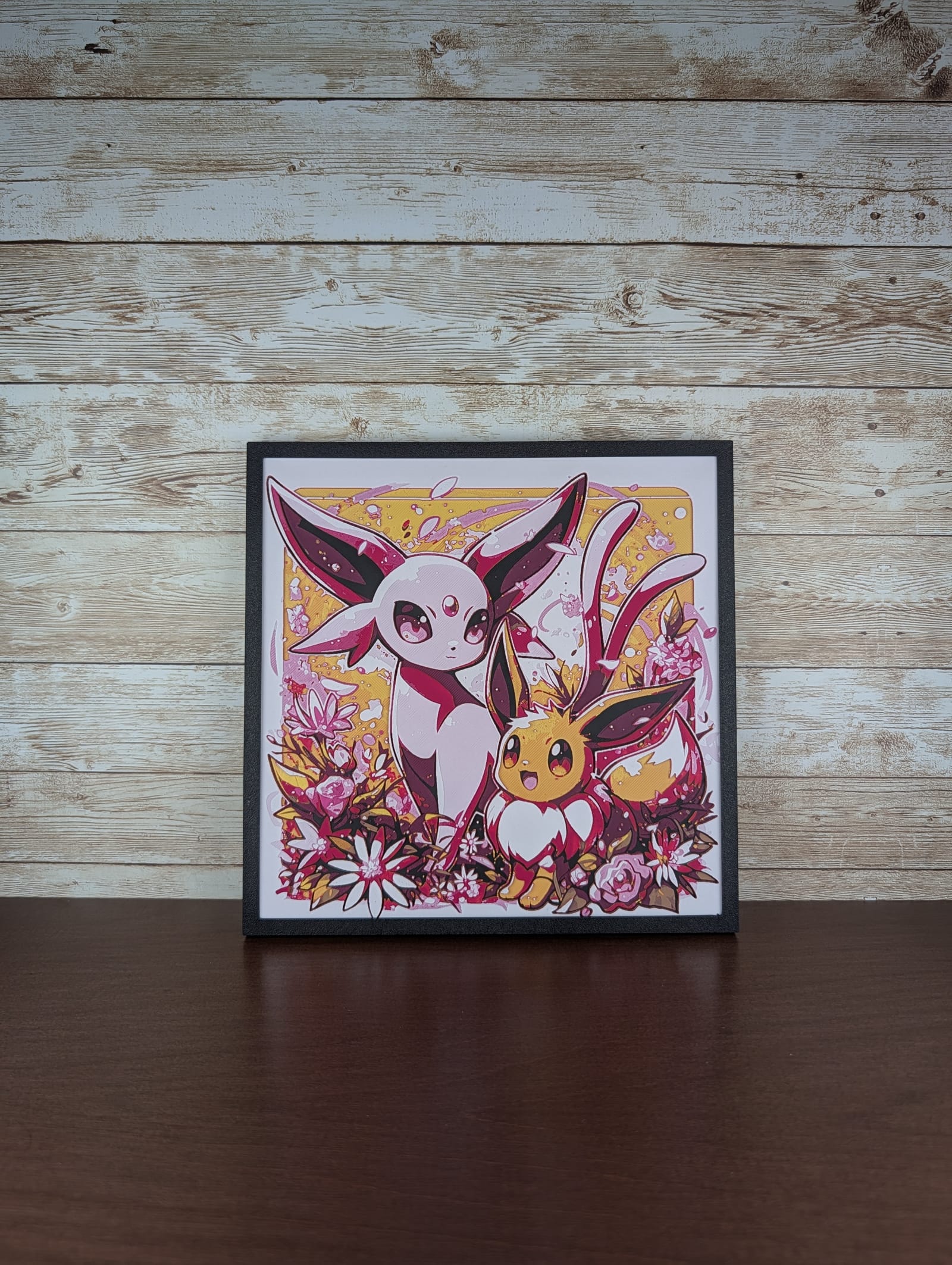 Espeon and Eevee Floral Portrait