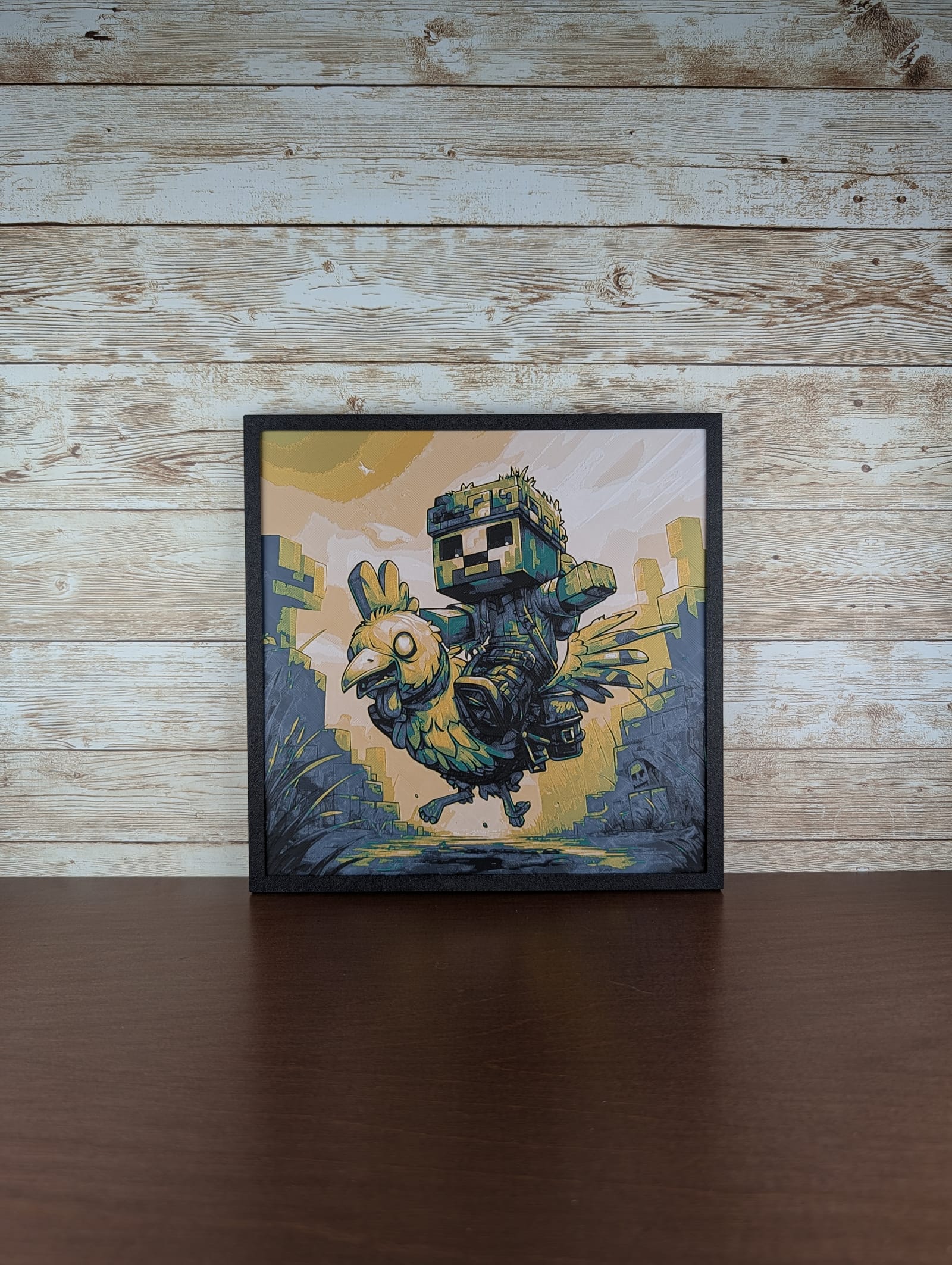 Pixelated Warrior Chicken Ride